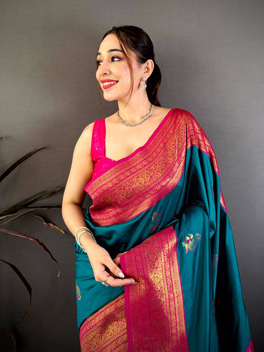 Soft Gadwal Minakari Butta Pattu Saree