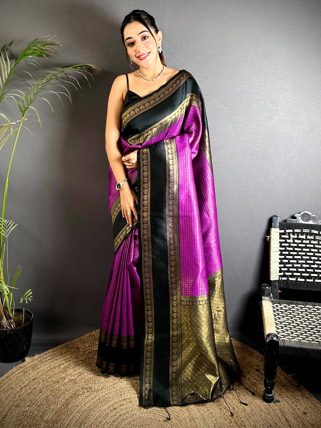 Magenta Banarasi Katan Silk Pattu Saree