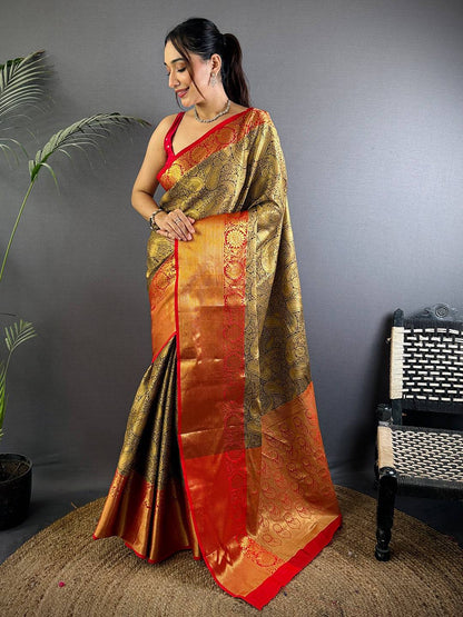 Black Radiance Banarasi Katan Silk Pattu Saree