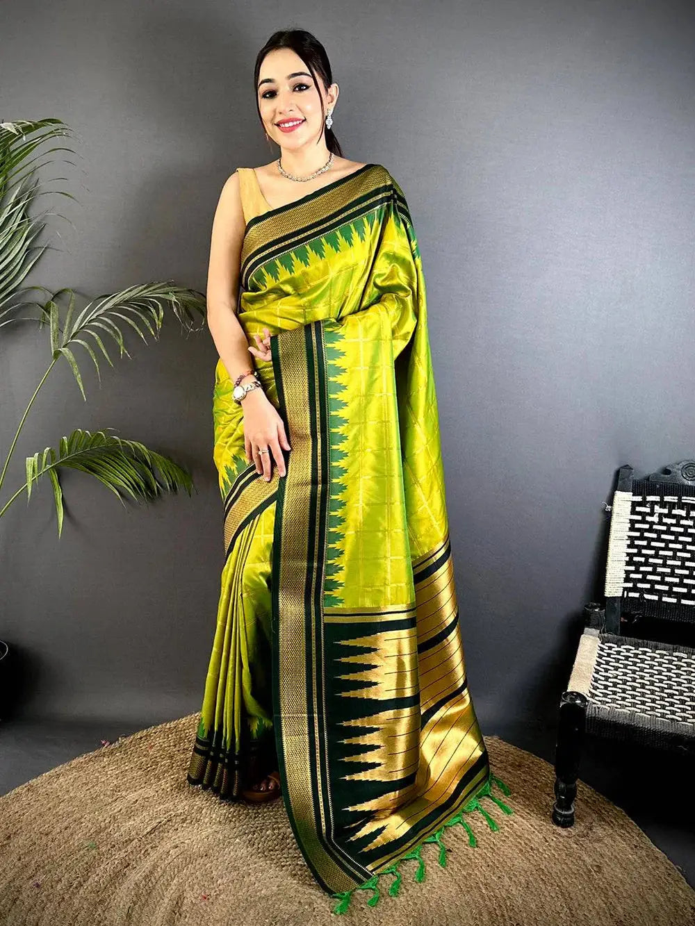 Majestic Dual Tone Gold Zari Pattu Saree