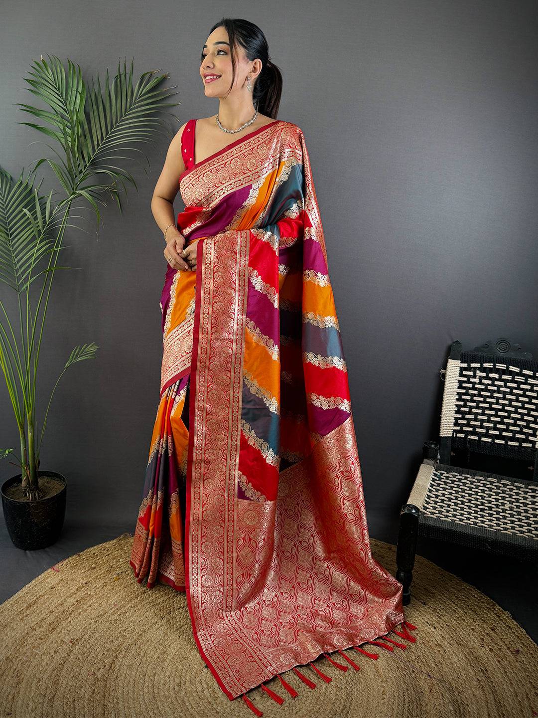 Radiant Banarasi Katan Silk Zari Weaving Pattu Saree