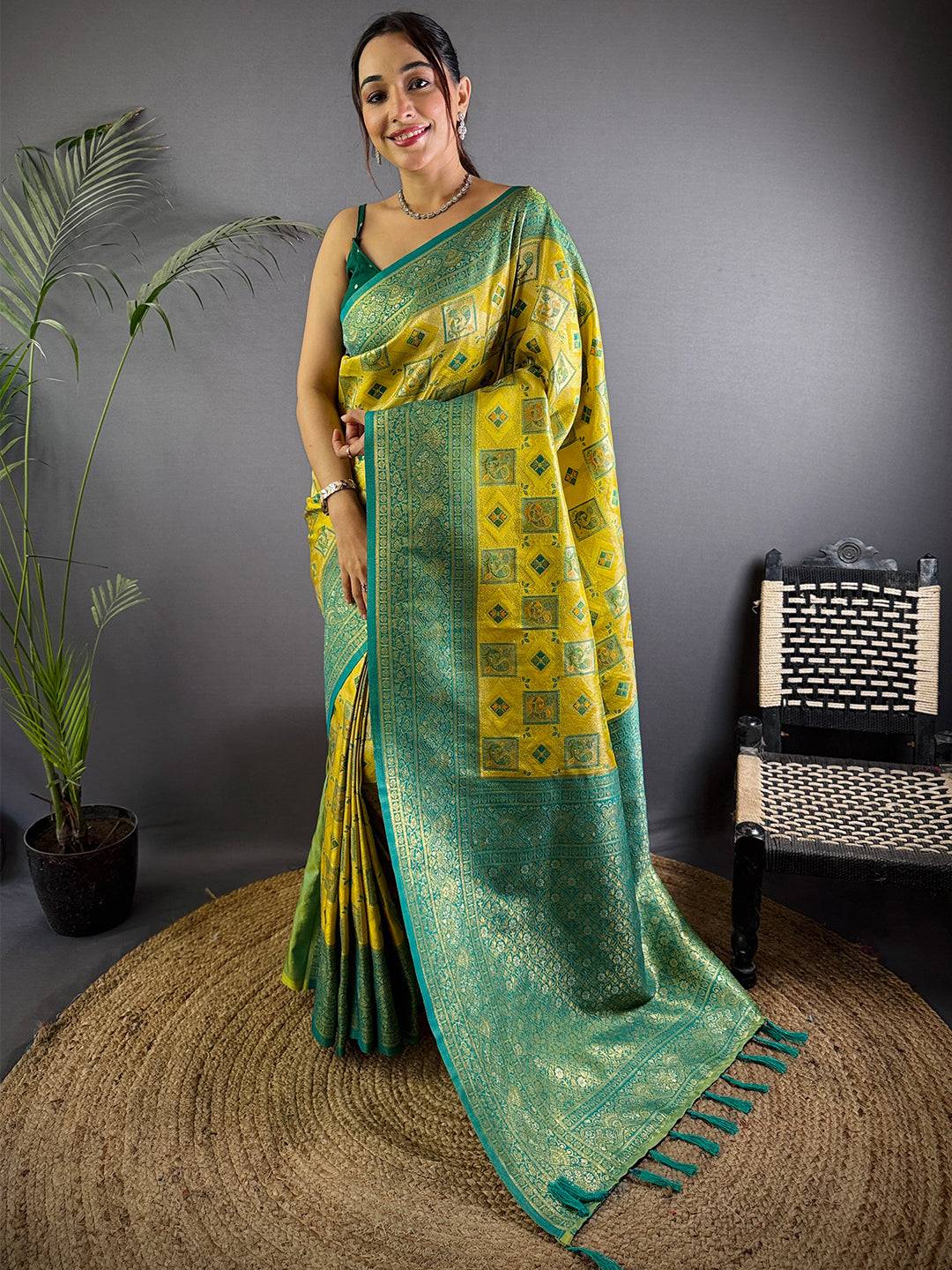 Majesty Warli Gold Zari Dharamavaram Silk Pattu Saree