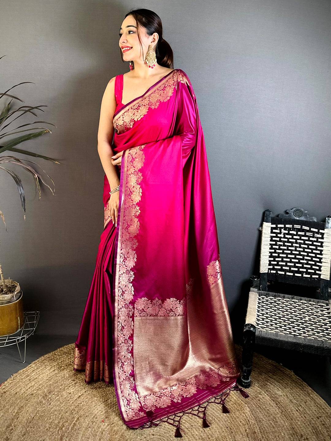 Heritage Ombre Weaving Mashru Silk Pattu Saree