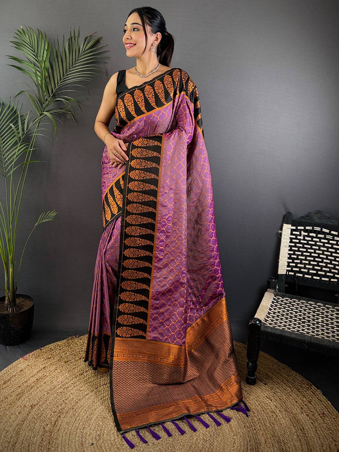 Lavender Soft Banarasi Katan Silk Pattu Saree
