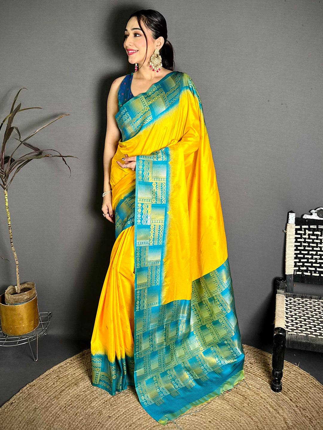 Yellow Soft Silk Kanjivaram Pattu Saree