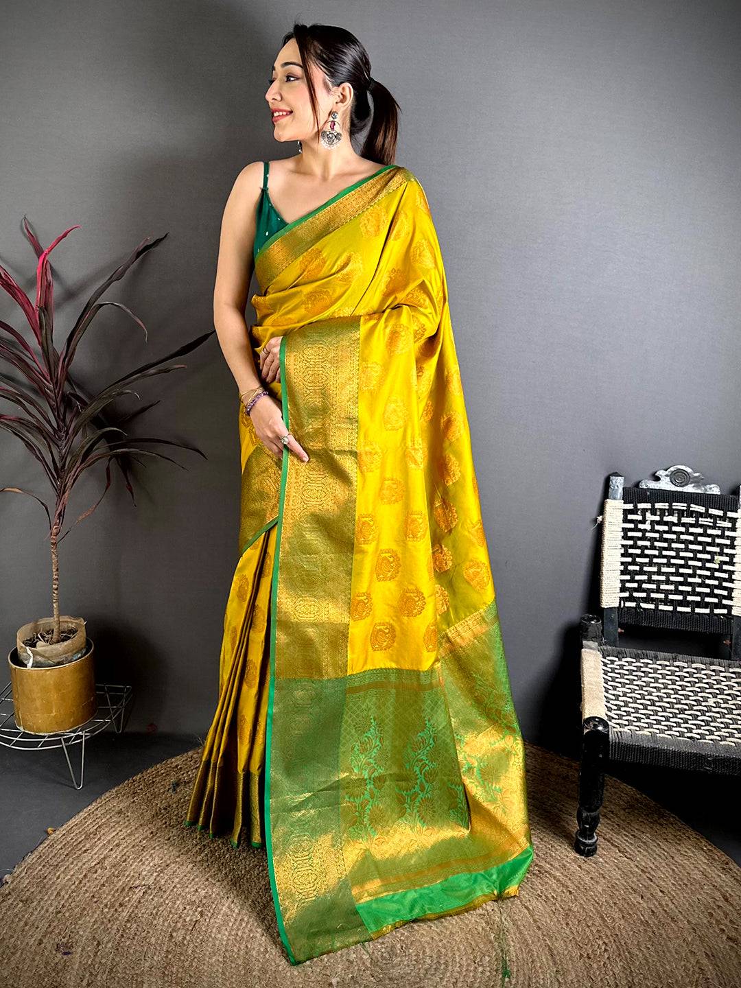 Artistic Copper Zari Banarasi Katan Silk Pattu S...

