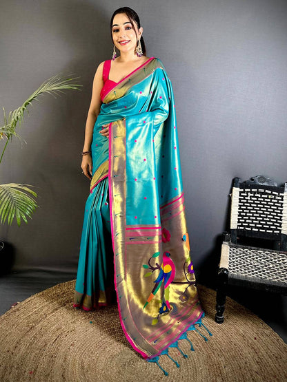 Rama Glass Tissue Yevla Paithani Pattu Saree