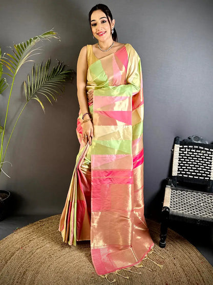 Multicolor Geometric Kanjivaram Silk Pattu Saree

