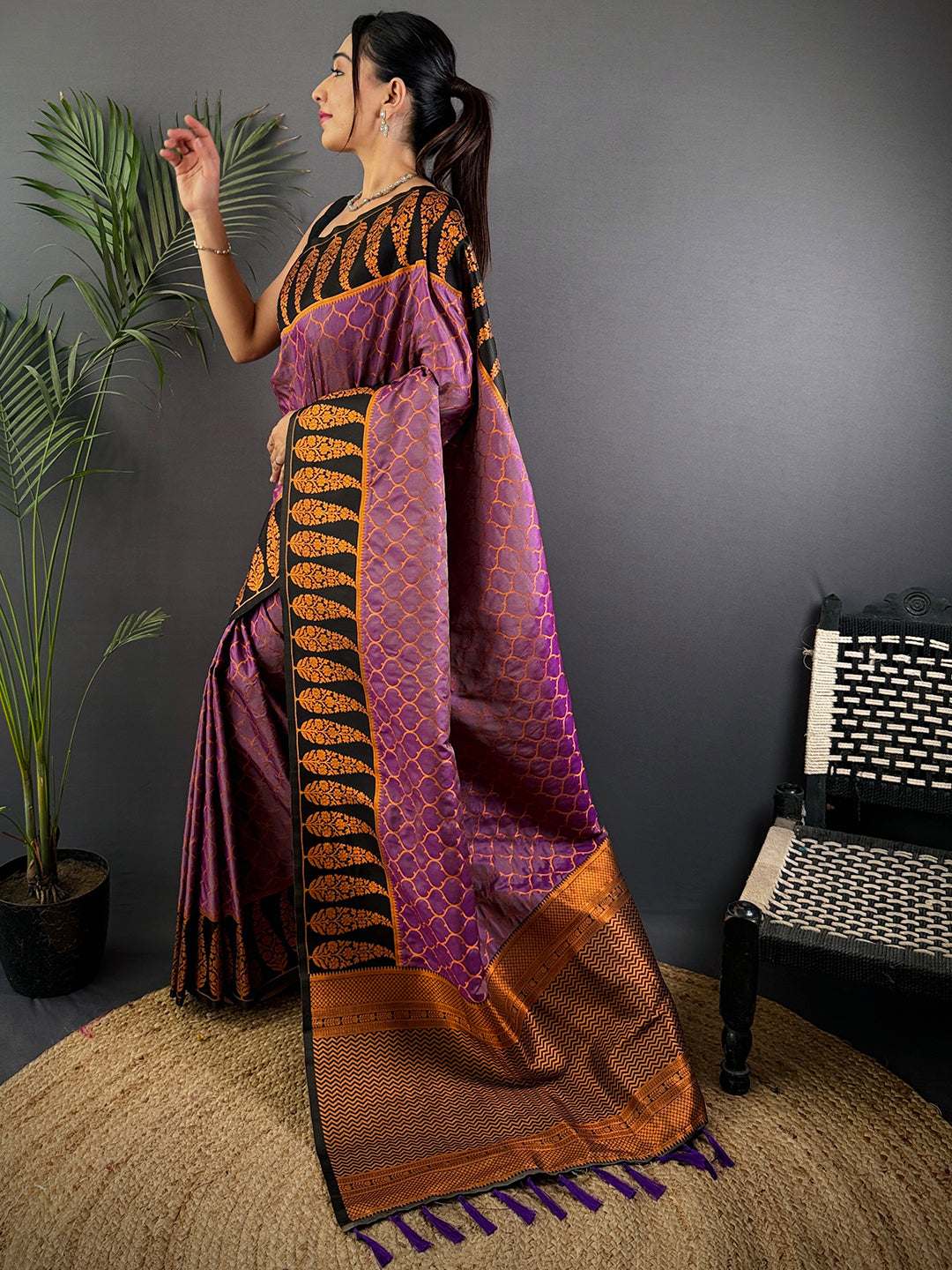 Lavender Soft Banarasi Katan Silk Pattu Saree
