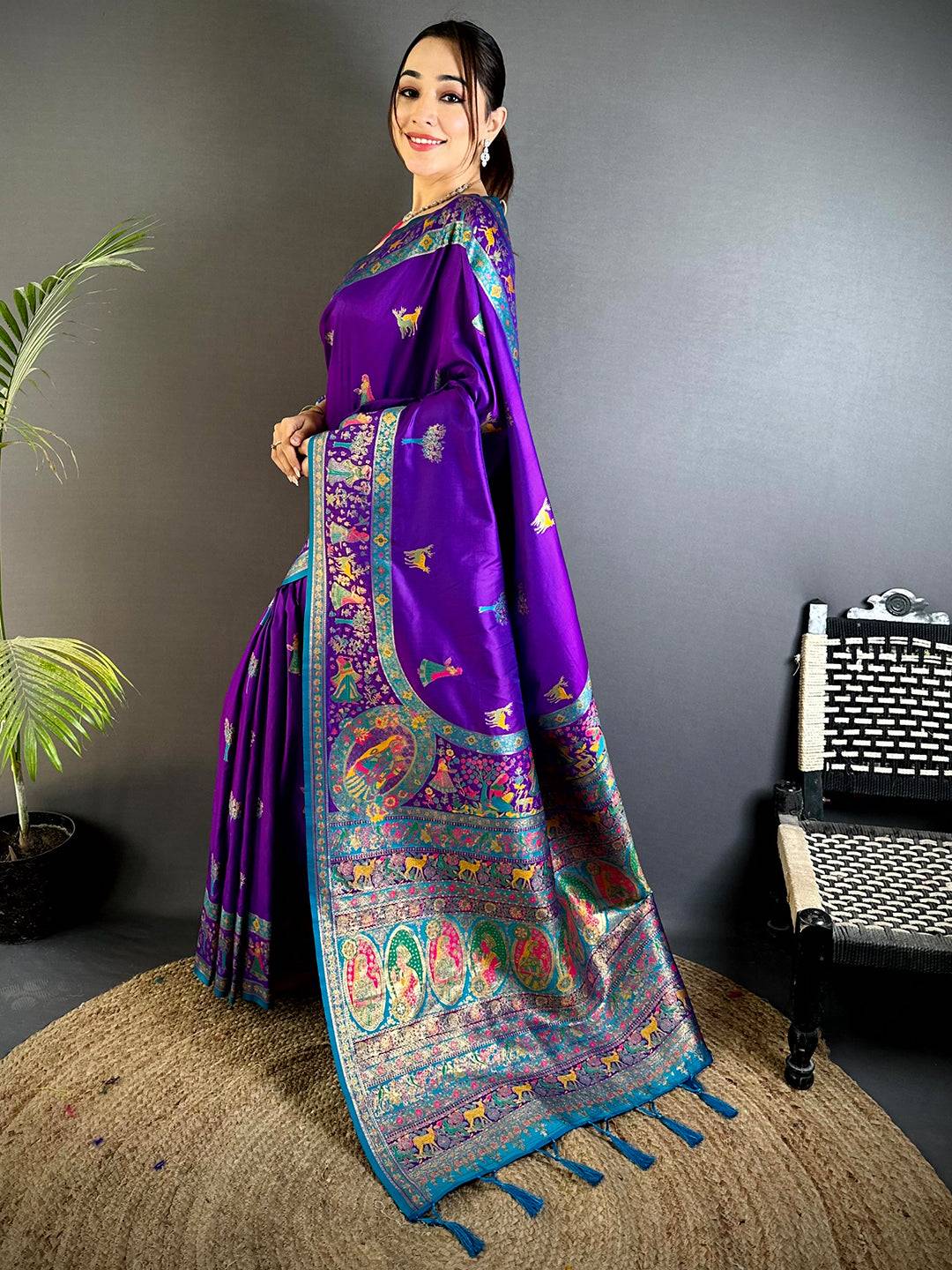 Radiance Kashmiri Pashmina Minakari Pattu Saree