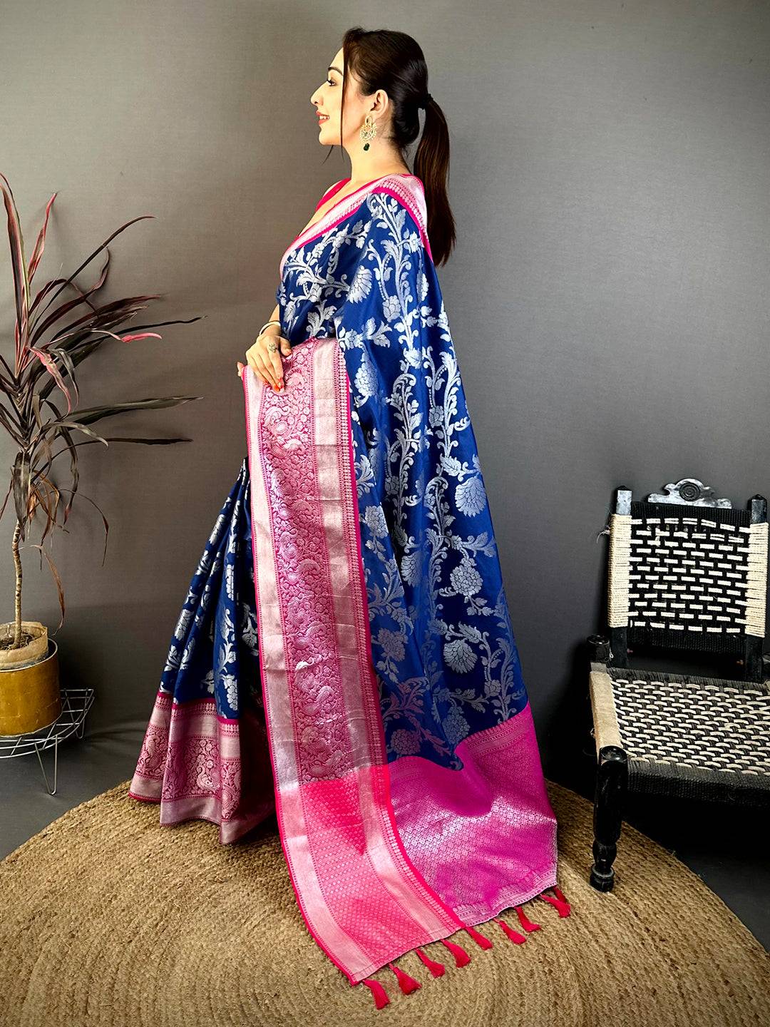 Royal Navy Banarasi Katan Silk Pattu Saree