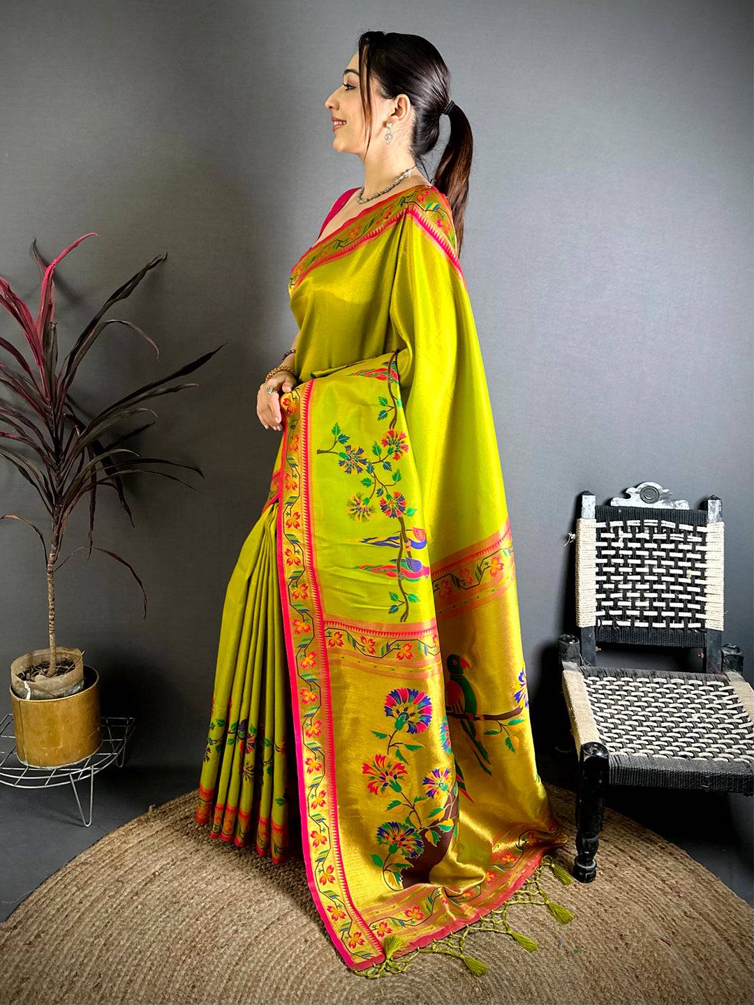 Opulent Minakari Paithani Tissue Pattu Saree
