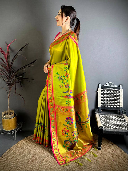 Opulent Minakari Paithani Tissue Pattu Saree