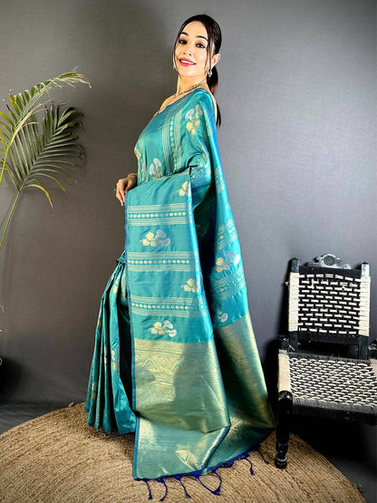 Rama Sona Chandi Striped Silk Pattu Saree

