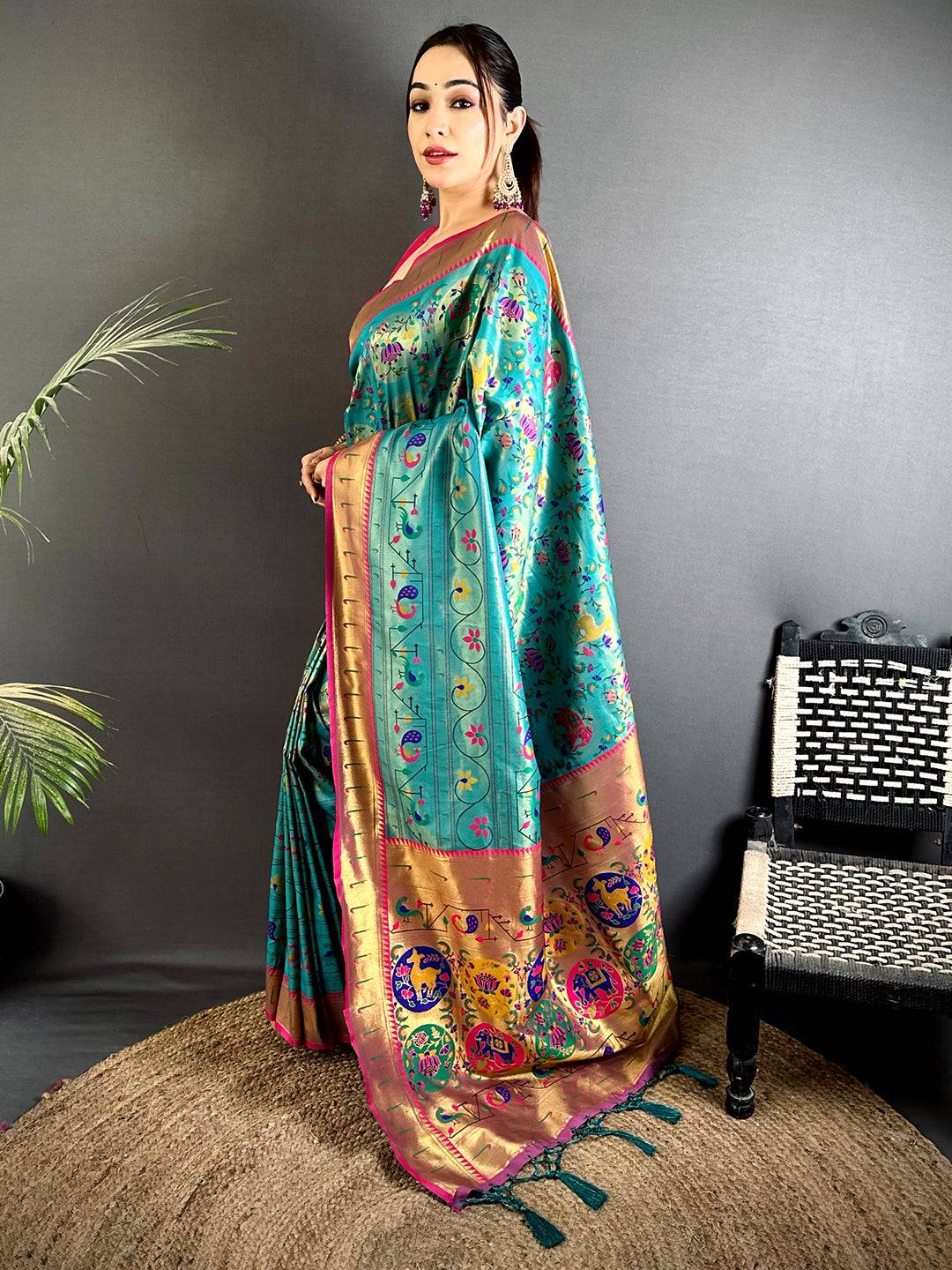 Rama Patola Motif Soft Silk Pattu Saree