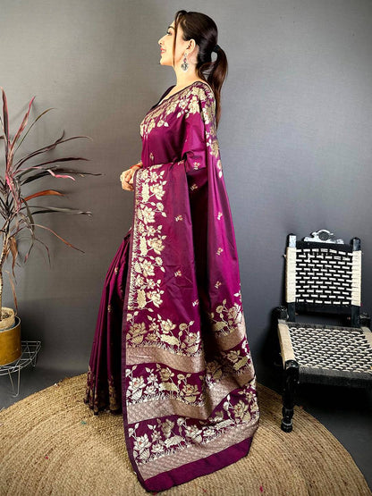 Dark Purple Soft Silk Kanjivaram Pattu Saree