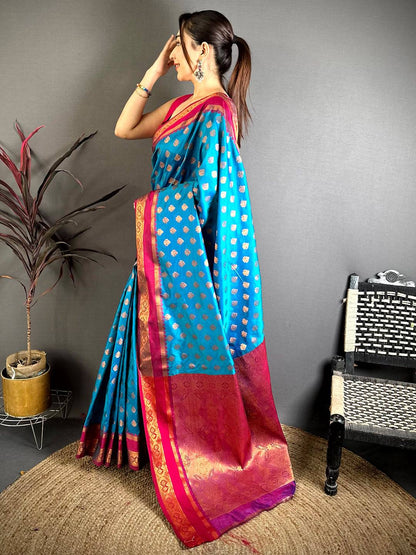 Opulent Bantex Border Banarasi Pattu Saree