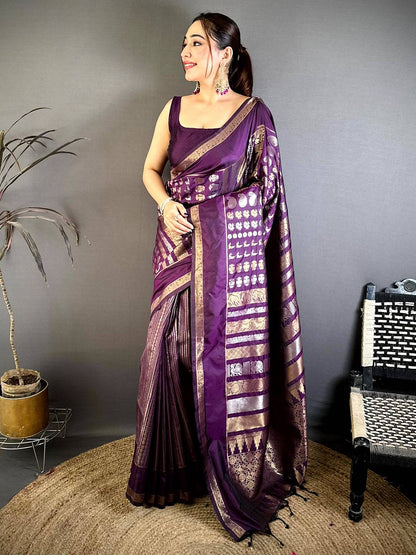 Purple Celebrity Soft Silk Zari Weaving Pattu Saree