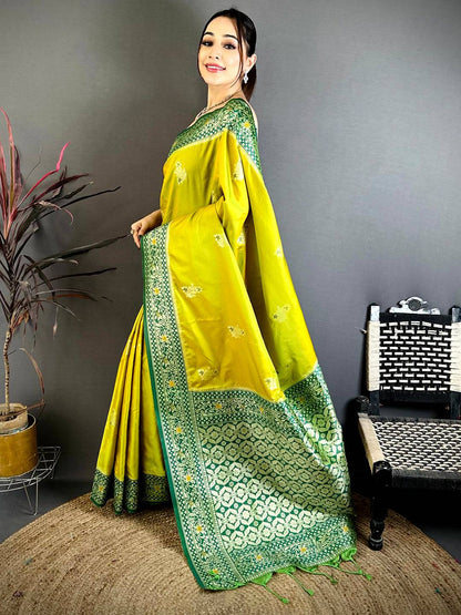 Lime Yellow Grace Gadwal Silk Pattu Saree