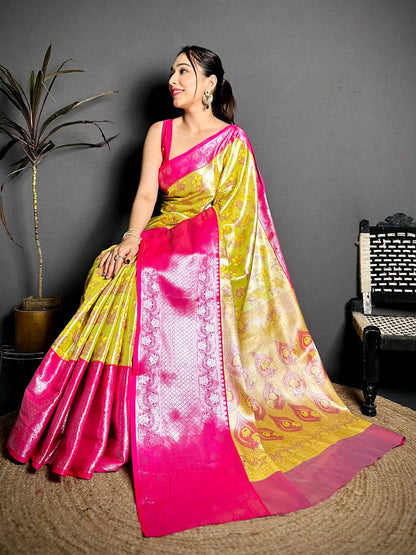 Stylish Zari One Gram Tissue Kanchi Pattu Saree