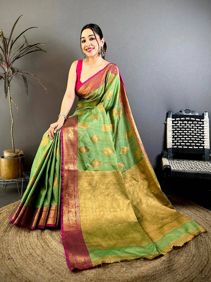 Elegant Katan Tussar Feel Zari Border Pattu Saree