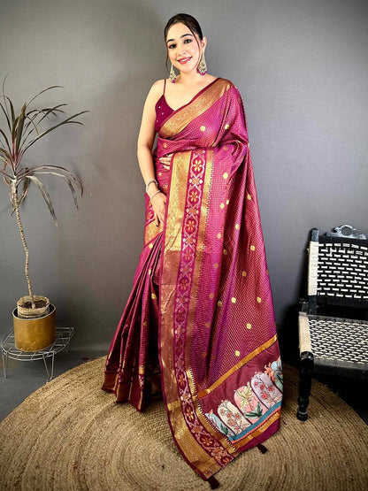Artisan Gold Zari Kanchi Silk Digital Pallu Pattu Saree