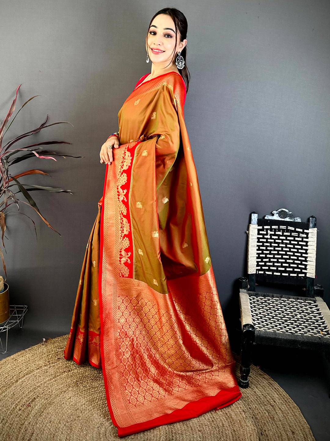 Brown Soft Silk Kanjivaram Pattu Saree