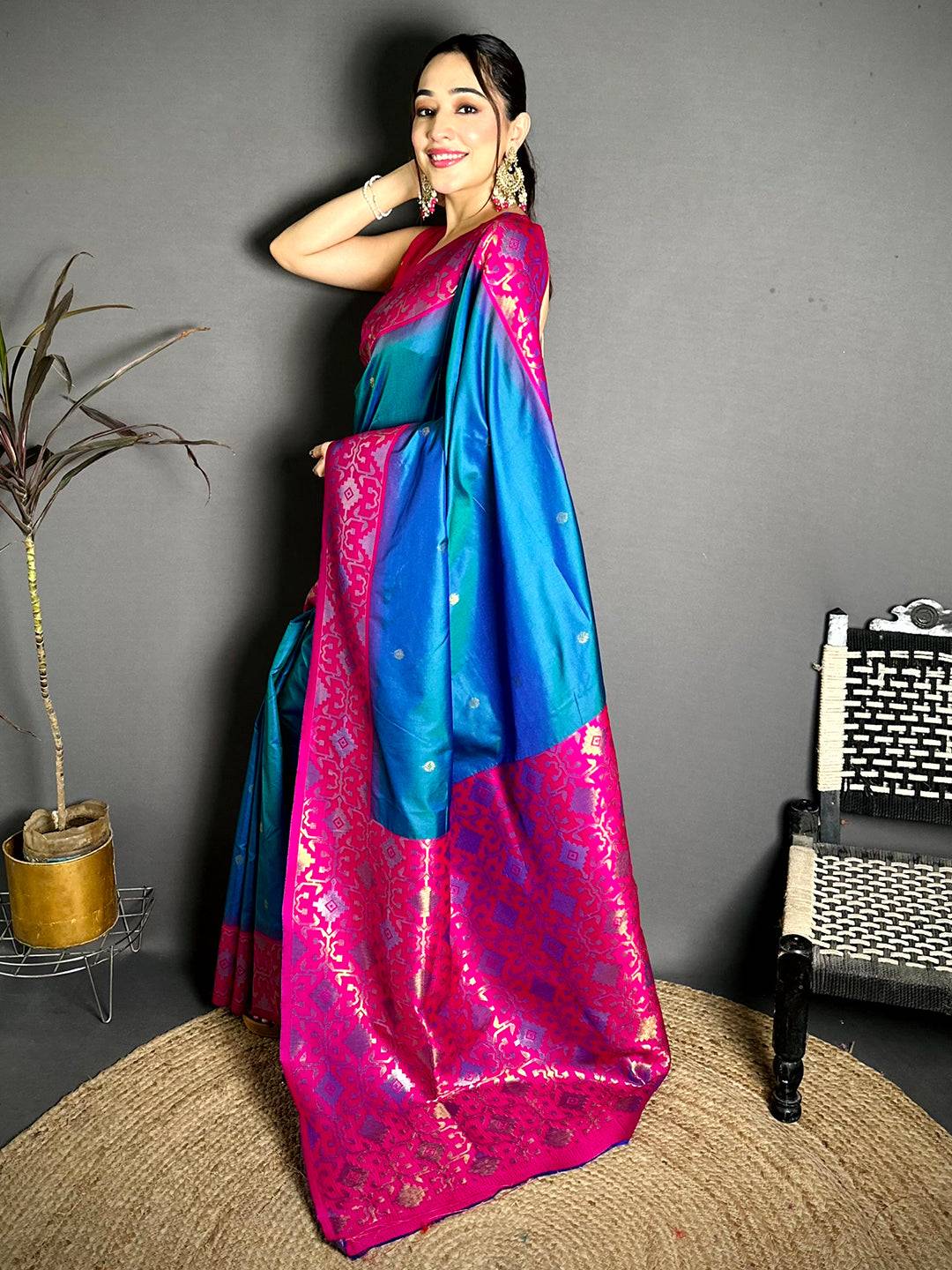 Azure Blue Soft Silk Kanjivaram Pattu Saree