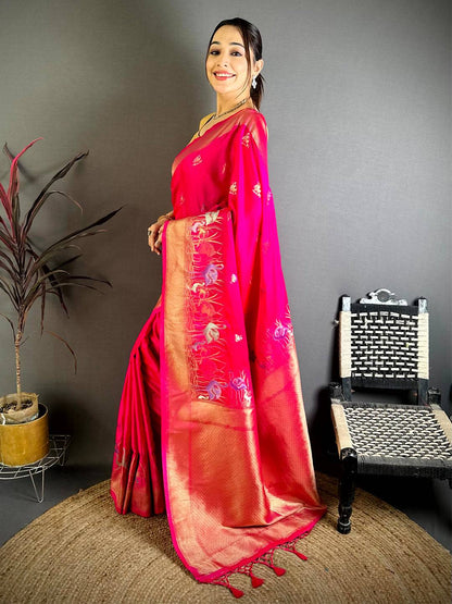 Royal Minakari Satin Silk Pattu Saree

