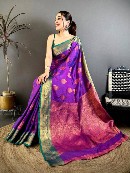 Radiant Katan Tussar Feel Zari Border Pattu Saree