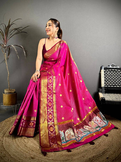 Celebrity Gold Zari Kanchi Silk Digital Pallu Pattu Saree
