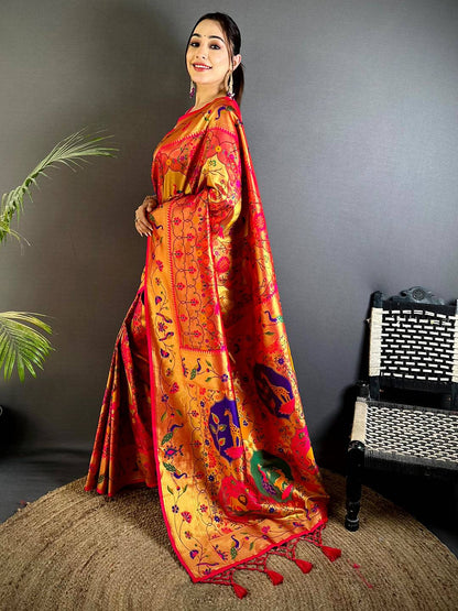 Royal Red Patola Paithani Pattu Saree