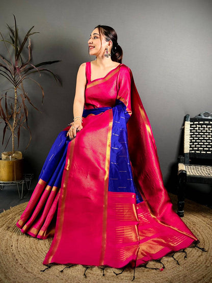 Royal Blue Banarasi Katan Silk Pattu Saree