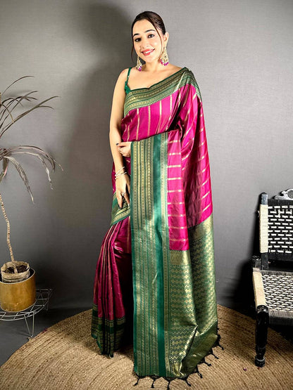 Pink Kankavati Soft Silk Designer Pattu Saree