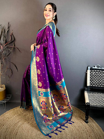 Elegant Minakari Gold Zari Silk Pattu Saree