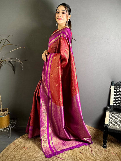 Celebrity Banarasi Katan Contrast Border Pattu Saree