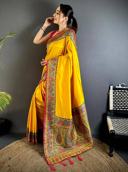 Stylish Minakari Pashmina Soft Silk Pattu Saree