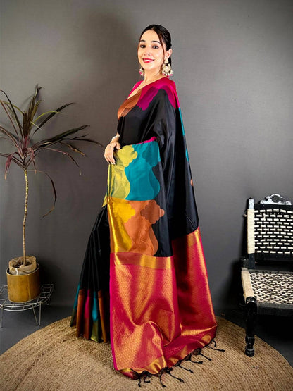 Soft Silk Colourblock Zari Weaving Pattu Saree