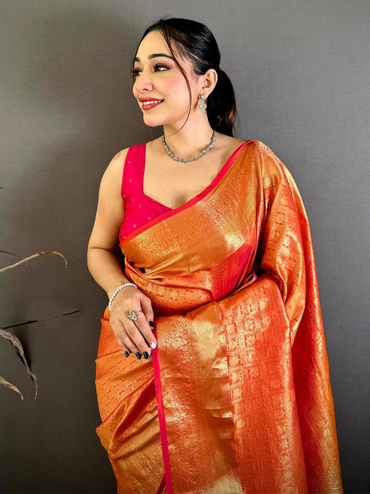 Heritage Kanjivaram Self Gold Zari Weave Pattu Saree