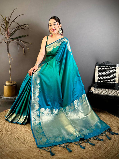 Stylish Ombre Weaving Mashru Silk Pattu Saree