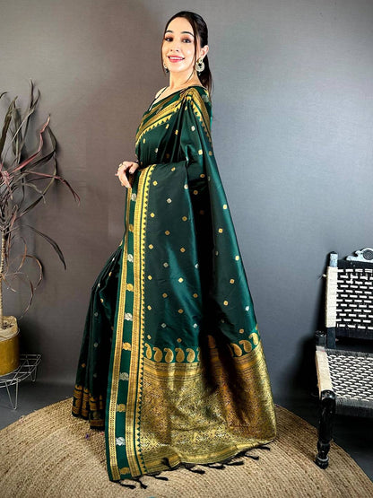Classic Green Banarasi Katan Silk Zari Pattu Saree