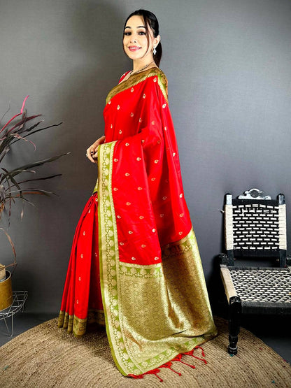 Heritage Red Soft Silk Gadwal Pattu Saree