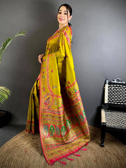 Majestic Kashmiri Pashmina Minakari Pattu Saree