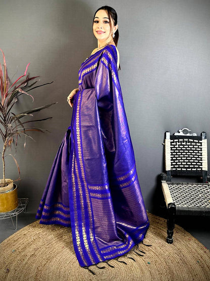 Royal Soft Silk Double Ikkat Gadwal Pattu Saree