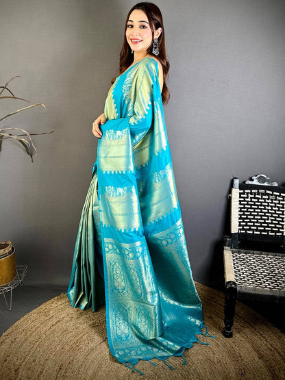 Soft Silk Gold Silver Striped Zari Pattu Saree