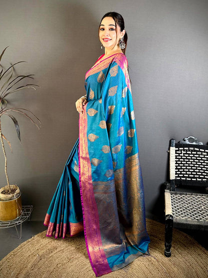 Classic Katan Tussar Feel Zari Border Pattu Saree
