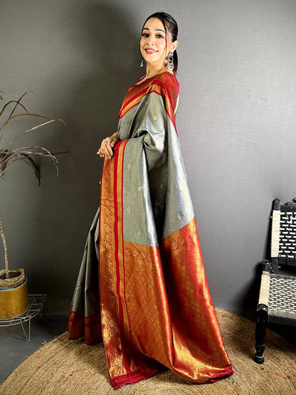 Radiant Banarasi Katan Contrast Border Pattu Saree