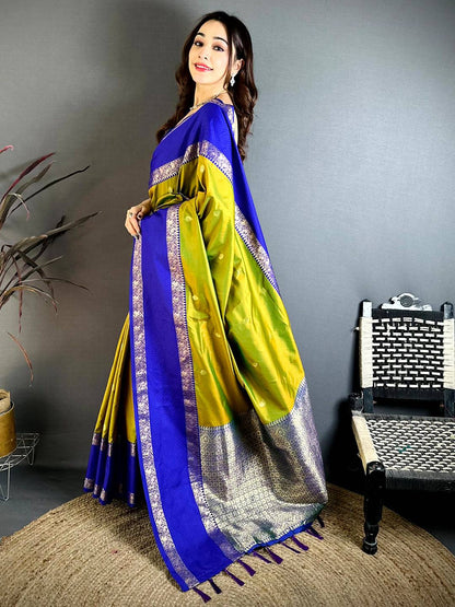 Mehndi Green Dual Tone Gadwal Pattu Saree