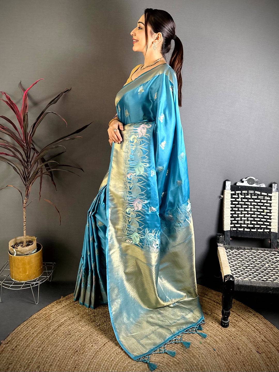 Heritage Minakari Satin Silk Pattu Saree