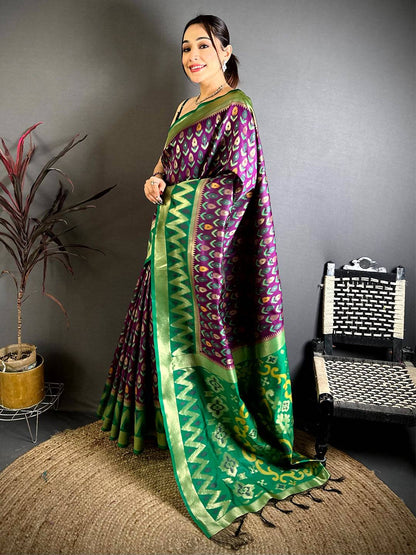 Bangani Double Ikkat Soft Silk Pattu Saree